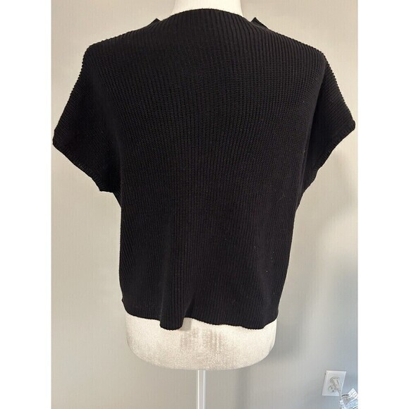 Unbranded Black Short Sleeve Mock Neck Sweater with Pocket Medium - Picture 4 of 4